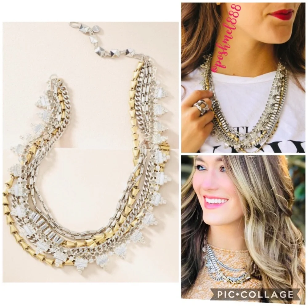 Stella & Dot | 5-in-1 Silver+Gold+Rhinestone MixedMetal NEW Statement Ne… - Picture 5 of 10